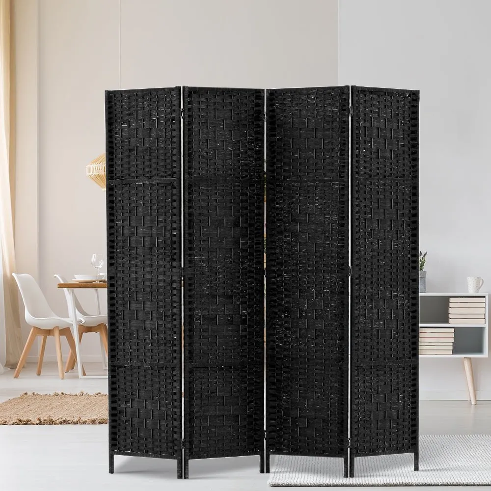 4 Panel Black Timber Room Divider / Screen Privacy