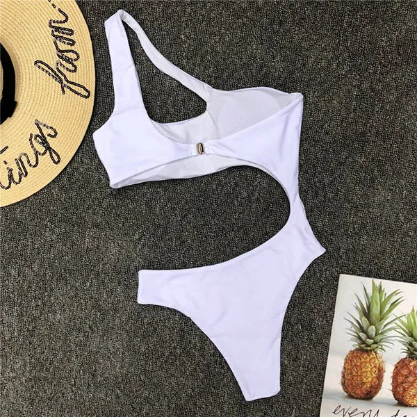 Asymetric Cut Out One Shoulder Sexy Swimsuit Ellen