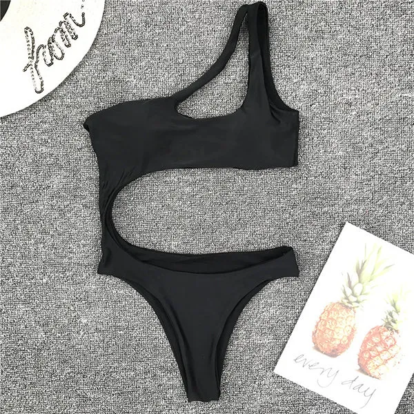 Asymetric Cut Out One Shoulder Sexy Swimsuit Ellen