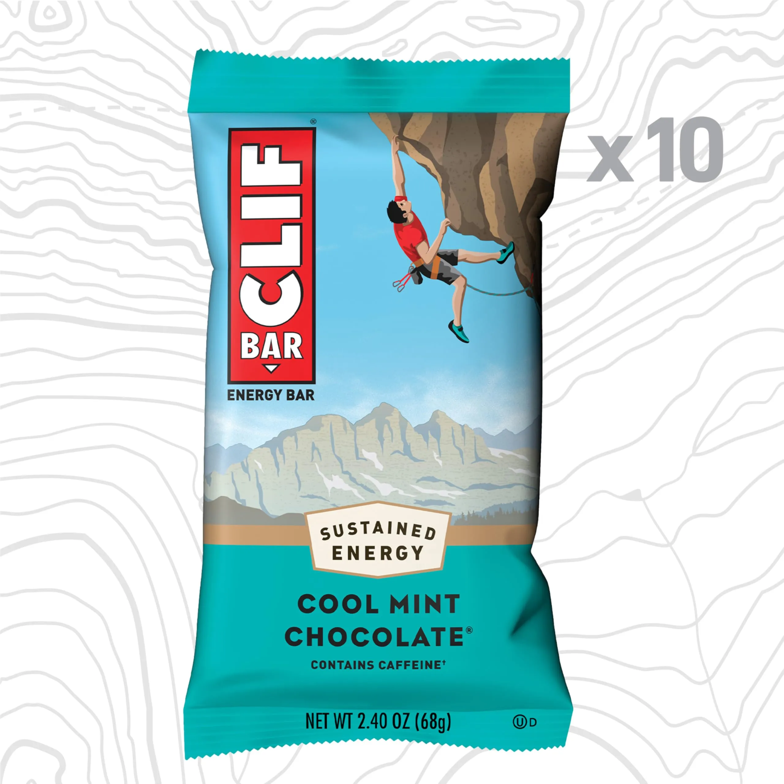 CLIF BAR - Cool Mint Chocolate with Caffeine - Made with Organic Oats - Energy Bars - Non-GMO - Plant Based Protein Bars (10 Pack)