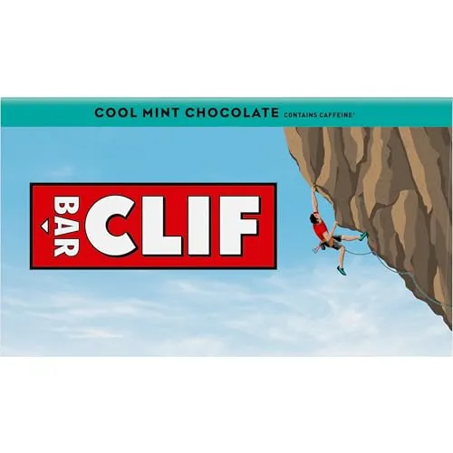 CLIF BAR - Cool Mint Chocolate with Caffeine - Made with Organic Oats - Energy Bars - Non-GMO - Plant Based Protein Bars (10 Pack)