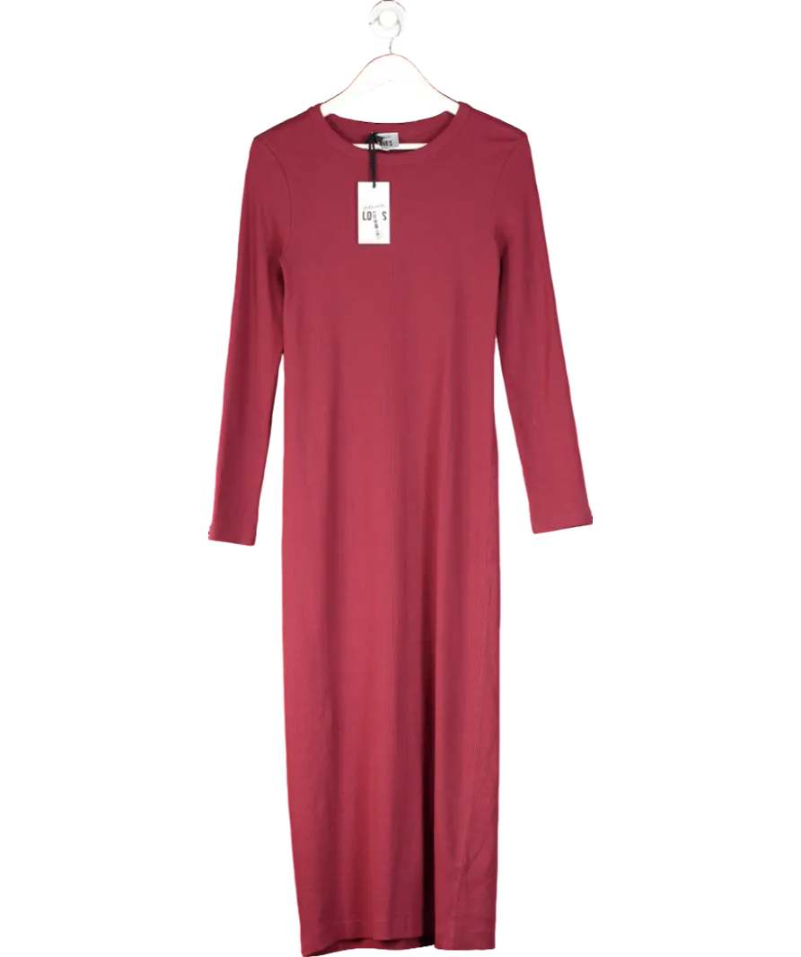 ELEVEN LOVES Burgundy Lizzy Rib Jersey Dress UK M