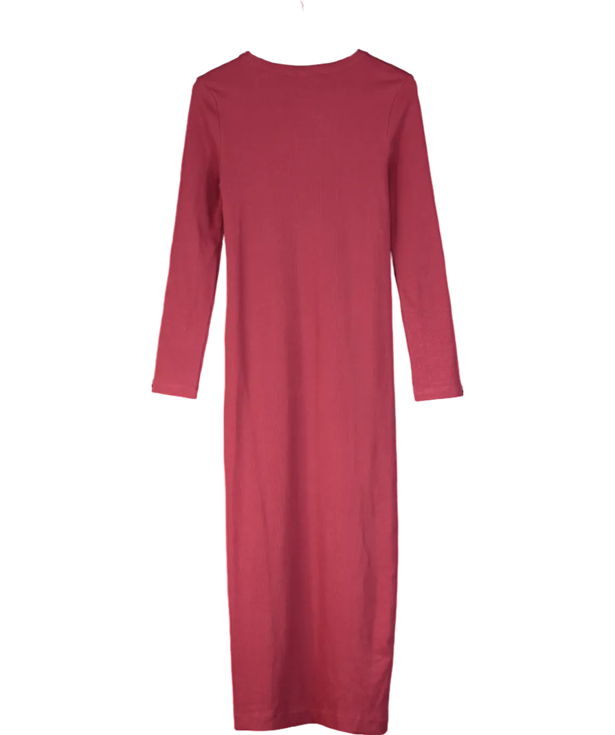 ELEVEN LOVES Burgundy Lizzy Rib Jersey Dress UK M