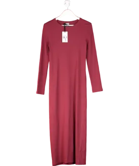 ELEVEN LOVES Burgundy Lizzy Rib Jersey Dress UK M