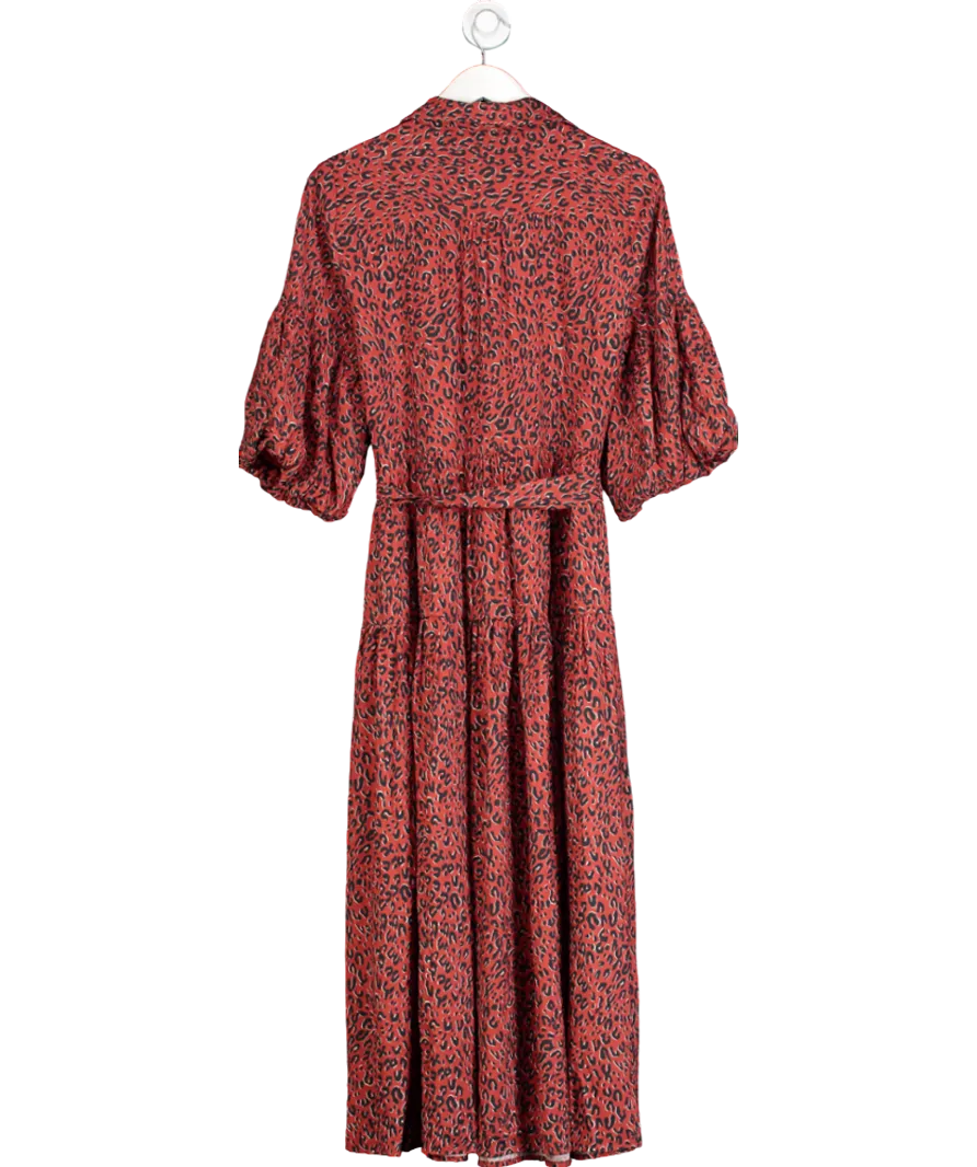ELEVEN LOVES Elise Balloon Sleeve Dress - Red Leopard UK 12