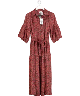 ELEVEN LOVES Elise Balloon Sleeve Dress - Red Leopard UK 12
