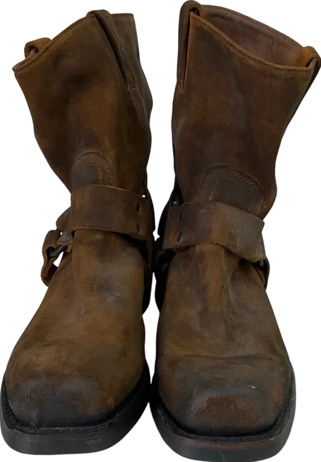 Frye Harness 8r 81324 Mens Brown Leather Slip On Casual Dress Boots UK 9 EU 43 👞